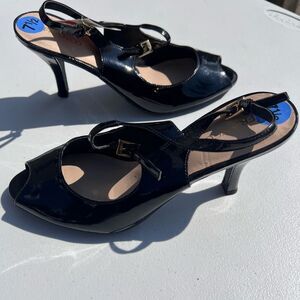 Franco Sarto Black Patent Heels